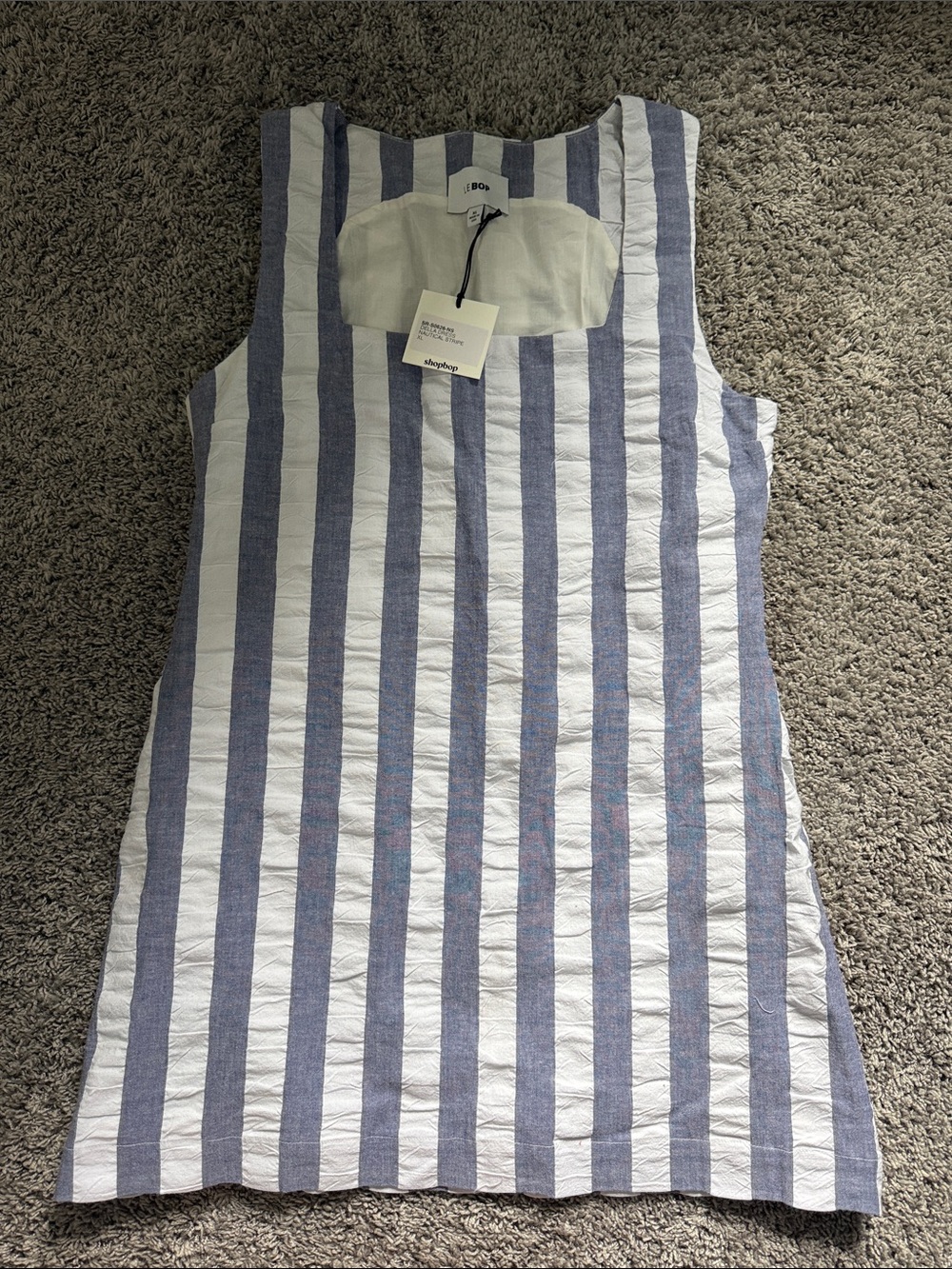 Le Bop Shift Dress in White & Blue